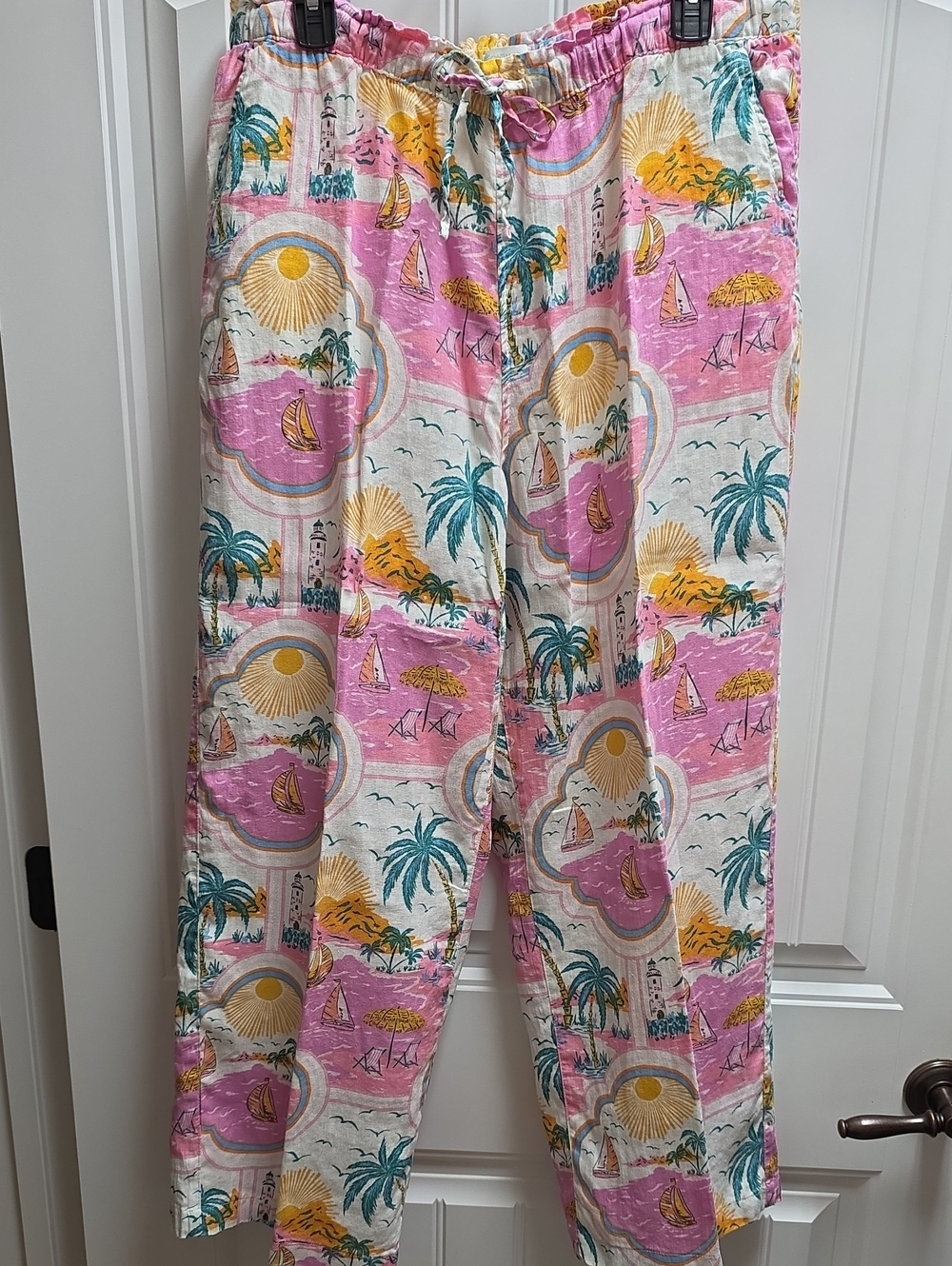 Cynthia Rowley Pink Tropical Scene Pants XL